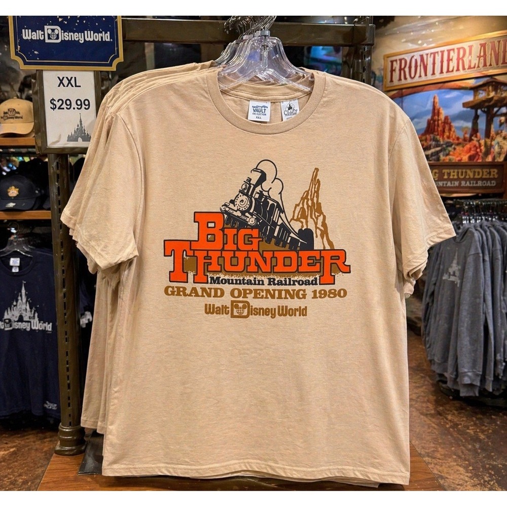 DisneyWorld Vault Collection Big Thunder Mountain Railroad 1980 T-Shirt XXL Tan